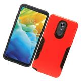 LG Stylo 5 Phone Case 2 in 1 Drop Protection Anti-Scratch Hybrid PC with Carbon Fiber Texture Shockproof Protective Armor impact Defender Rugged Silicone Rubber TPU Case RED Cover for LG Stylo 5