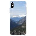 DistinctInk Clear Shockproof Hybrid Case for iPhone XR (6.1 Screen) - TPU Bumper Acrylic Back Tempered Glass Screen Protector - Skagway Alaska Mountains