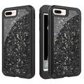 Allytech Case for iPhone 8 Plus/7 Plus Bling Glitter Heavy Duty Hybrid Sturdy Armor Defender High Impact Shockproof Dual Layer Protective Cover Case for iPhone 8 Plus/ iPhone 7 Plus Black