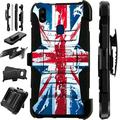 Compatible Samsung Galaxy A20 (2019) Case Armor Hybrid Phone Cover LuxGuard Holster (Uk Flag Faded)