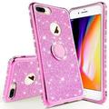 iPhone 7 Plus Case iPhone 8 Plus Case Glitter Cute Phone Case Girls with Kickstand Bling Diamond Rhinestone Bumper Ring Stand Protective Clear iPhone 7 Plus/ 8 Plus for Girl Women - Hot Pink