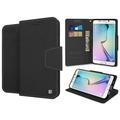 NEW BEYOND CELL BLACK/BLACK INFOLIO WALLET ID CREDIT CARD CASH CASE COVER STAND FOR SAMSUNG GALAXY S6 EDGE PLUS + PHONE (SM-G928)