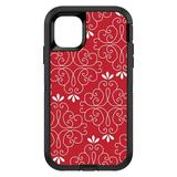 DistinctInk Custom SKIN / DECAL compatible with OtterBox Defender for iPhone 11 Pro MAX (6.5 Screen) - Dark Red White Floral