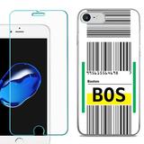 For Apple iPhone SE 2020 Case Slim-Fit TPU Phone Case with Tempered Glass Screen Protector by OneToughShield Â® - Airport Tag / Boston