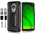 Value Pack for 5.7 Motorola Moto G7 Play Armor Foldable Kickstand Dual Layer Protective Raised Bevel Design Enhance Camera Aim at All Buttons & Sockets Hybrid Shockproof Bumper Phone Case + [Black]