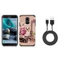 Bemz Accessory Bundle for Samsung Galaxy J7 Crown (S767VL S767VC) - Dual Layer Armor Hybrid Case (Paris) Micro USB Cable (3 feet) and Atom Cloth