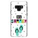 DistinctInk Clear Shockproof Hybrid Case for Samsung Galaxy Note 9 - TPU Bumper Acrylic Back Tempered Glass Screen Protector - Summer Graphics - It s Summer Cartoon Flip Flops