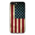 DistinctInk Clear Shockproof Hybrid Case for iPhone 7 PLUS / 8 PLUS (5.5 Screen) - TPU Bumper Acrylic Back Tempered Glass Screen Protector - Red White Blue United States Flag Old - of America