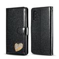 Note 10 Case Galaxy Note 10 Case Allytech PU Leather Slim Fit Glitter Heart Kickstand Folio Flip Protective Wrist Strap Cards Holder Wallet Case Cover for Samsung Galaxy Note 10 Black