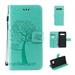 S10 Case Samsung Galaxy S10 Case - Allytech Premium Wallet PU Leather with Fashion Embossed Floral Owl Tree Magnetic Clasp Card Holders Flip Cover with Hand Strap Green