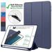 iPad 10.2 Inch 9 8 7 2021 2020 2019 [iPad 9th / 8th / 7th Gen ] A2197 A2270 A2602 Smart Magnetic Trifold Pencil Holder Soft Silicone TPU Back Cover - Navy Blue