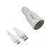 Type-C USB Car/DC Rubberized Charger for ZTE Zpad Lenovo YOGA Tab 3 Plus Meizu M3 Max Asus ZenPad 3S 10/ Z10 (Dual USB Port Type-C USB Data Charging Cable included) - White + MND Stylus