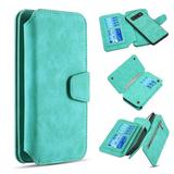 Bemz Clutch Series Compatible with Samsung Galaxy S10+ Plus PU Leather Wallet with Magnetic Detachable Case 7 Card Slots Zipper Pocket and Atom Cloth - Aqua Teal