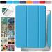 DuraSafe Cases iPad 5 iPad 6 Air 1 Air 2 - 9.7 Inch MP242LL/A MP252LL/A MPGA2LL/A MRM52LL/A MR702LL/A MR6Y2LL/A Shock Proof Magnetic Dual Angle Stand with Honeycomb Pattern Clear Back Cover - Blue