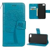 iPhone 5S Case iPhone 5 Case iPhone SE(2016 Edition) Wallet case Allytech Pretty Retro Embossed Owl Tree Design Pu Leather Book Style Wallet Flip Case Cover for Apple iPhone 5/ 5S Blue