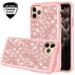 iPhone 11 Pro Max Case Cute Girls Women w[Tempered Glass Screen Protector] Heavy Duty Protective Phone Cover Case for Apple iPhone 11 Pro Max - Glitter Rose Gold