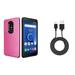 HR Textured Lines Hybrid Case (Hot Pink) with Durable Micro USB Data Sync Cable (3 feet) and Atom Cloth for Alcatel TCL LX