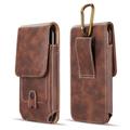 Luxmo Vertical Series Phone Holder Compatible with Motorola Moto G7 Moto G7 Plus - PU Leather Belt Holster Pouch Case with Inner Card Slots and Atom Cloth - Brown