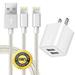 epacks Chargers 2-Pack 10FT Nylon Braided Fast Charging Cable Cord USB Data Sync 2.1 Amp Wall Charger Dual Port AC Plug Power Adapter Compatible with XS MAX/XR/X/8/7/Plus/ 6S / 6 /SE/Tablet