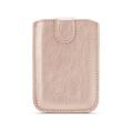 Dteck Phone Card Holder RFID Blocking Sleeve PU Leather Back Phone Wallet Stick-On Pull up 5 Card Holder Universally Pocket Covers for iPhone /Android/Samsung/All Smartphones 4.7 above - Rosegold