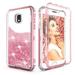 Samsung Galaxy J7 Case Three Layer Clear Glitter Sparkle Flowing Liquid Heavy Duty Shockproof Protective Case for Samsung J7 Refine/J7 Star/J7 TOP/J7 V 2nd Gen 2018/J7 Aero/J7 Aura Pink