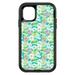 DistinctInk Custom SKIN / DECAL compatible with OtterBox Defender for iPhone 11 Pro MAX (6.5 Screen) - Preppy Pattern - Green Pink White Flowers Floral