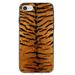 DistinctInk Clear Shockproof Hybrid Case for iPhone 7 8 SE (2020 Model) 4.7 Screen TPU Bumper Acrylic Back Tempered Glass Screen Protector - Yellow Black Tiger Fur Skin Print - Animal Print