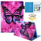 iPad 5th/6th Gen 9.7 Case 2017/2018 iPad Pro 9.7 Case iPad Air 1 & 2 Case Dteck PU Leather Folio Smart Cover with Auto Sleep Wake Stand Wallet Case For iPad 9.7 (not fit ipad 2 3 4) Rose Butterfly