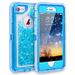 For Apple IPhone 8 / IPhone 7 Tough Defender Sparkling Liquid Glitter Heart Case With Transparent Holster Clip Blue