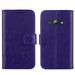 Galaxy Luna Case Express 3/Galaxy Amp 2 Case Allytech [Embossed Rose Series] Folding Folio Flip Case with Kickstand Full Body Protection Cover Shell for Samsung Galaxy J1 2016 (J120) Purple