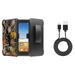 Rugged Series Case Bundle Compatible with Alcatel Tetra - Heavy Duty Armor Stand Cover with Belt Clip Holster (Tree Leaves Camo) USB Cable (3 feet) and Atom Cloth for Alcatel Tetra