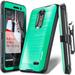 ZTE Grand X 4 Case COVRWARE [IRON TANK] Built-in [Screen Protector] Heavy Duty Full-Body Rugged Holster Armor [Brushed Metal Texture] Case [Belt Clip][Kickstand] For ZTE Grand X4 (Cricket) Teal