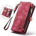 Samsung Galaxy Note9 Detachable Case Dteck Multi-functional Handmade Premium Cowhide Leather Wallet Case Zipper Wallet 2 in 1 Removable Magnetic Back Cover For Samsung Galaxy Note 9 Red