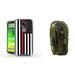 Beyond Cell AquaFlex Designed for Moto G7 Play Case with (2-Pack) Tempered Glass Screen Protectors Travel Carrying Pack (Jungle Camo) and Atom Cloth - Thin Red Line USA Flag