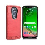 Phone Case for Straight Talk Moto g7 Optimo Prepaid Smartphone / Moto G7 Play Dual Layer Metallic Brushed Design Cover Case (Red)