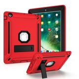 Allytech Silicone Case for iPad 4 / iPad 3/ iPad 2 Three Layers Silicone+PC Heavy Duty Defender Kickstand Feature Shockproof Case Cover for Apple iPad 2nd/3rd/4th Generation Red+Black