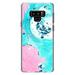 DistinctInk Clear Shockproof Hybrid Case for Samsung Galaxy Note 9 - TPU Bumper Acrylic Back Tempered Glass Screen Protector - Blue Pink White Marble Image Print - Printed Marble Image