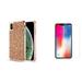 Accessory Bundle Compatible with Apple iPhone XS Max - Diamond Rock Bling Hybrid Bumper Case (Rose Gold) with Tempered Glass Screen Protector and Atom Cloth for Apple iPhone XS Max