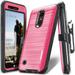 LG K20 Plus Case COVRWARE [IRON TANK] Built-in [Screen Protector] Heavy Duty Full-Body Holster Armor [Brushed Metal Texture] Case [Belt Clip][Kickstand] For LG K20 Plus / K20 V Pink