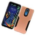LG K40 Phone Case 2 in 1 Drop Protection Anti-Scratch Hybrid PC with Carbon Fiber Texture Shockproof Protective Armor impact Defender Rugged Silicone Rubber TPU Case ROSE GOLD Cover for LG K40 [2019}