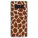 DistinctInk Clear Shockproof Hybrid Case for Samsung Galaxy Note 8 - TPU Bumper Acrylic Back Tempered Glass Screen Protector - Brown Tan Beige Giraffe Skin Spots - Animal Print