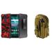 BC Armor Series Compatible with Nokia 3.1 Plus (Cricket) Case with Rugged Belt Clip Holster Stand Case Combo (Red Camo) Travel Carrying Pack (Khaki) and Atom Cloth