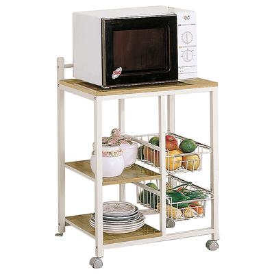 Kelvin Natural Brown and White 2-shelf Kitchen Cart
