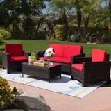 Homall Rattan Steel/ PE Rattan 4-piece Outdoor Patio Furniture Set