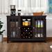 HOMCOM Serving Buffet Sideboard Cabinet with Open Storage, 12 Bottle Wine Rack, Framed Glass Doors and 2 Cabinets