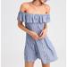 American Eagle Outfitters Dresses | Ae Printed Off The Shoulder Dress | Color: Blue/White | Size: M