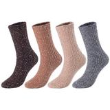 Women's&Big Girl's 4 Pairs Pack Fashion Soft Cotton Crew Socks Size 5-9 HR1614(Assorted)