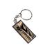 Wood Grain Tan Metal Rectangle Keychain