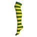 AJs Adult Long Knee High Thin Striped Socks - Kelly Green/Lemon, Unisex, Men , Women, Sock size 11-13, Shoe Size 5 and up, Made in USA, Vegan