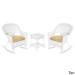 3-piece White Rocker Wicker Chair Set with Cushions